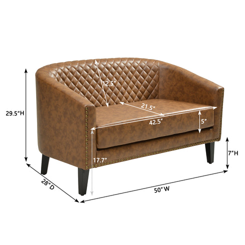 Logan Faux Leather Tufted Loveseat | Fabric Loveseat Couch | Kinwell Furniture | Modern Loveseats & Comfortable Loveseat Sofa Couches